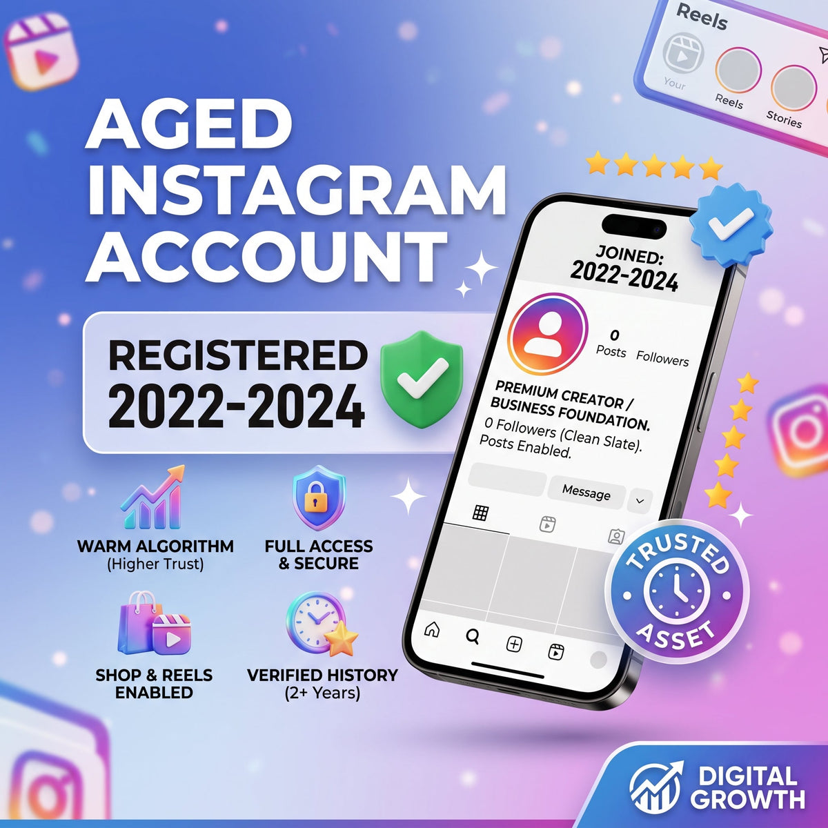 Aged Instagram Account – High Trust Score, Quality Profile, Warm Algorithm & Clean Slate